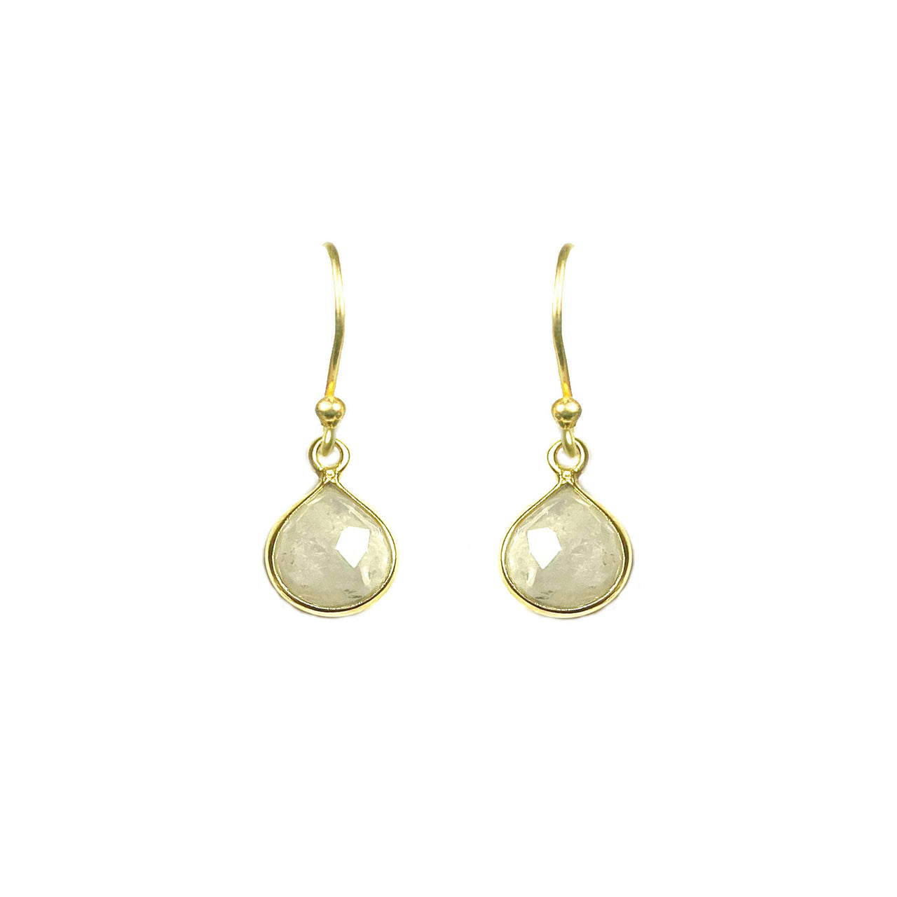 Gena Myint - Moonstone Bezel Drop Earrings -