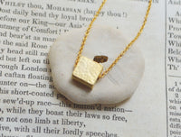 Thumbnail for White Gold Hammered Square Necklace -