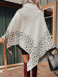 Thumbnail for Leopard Turtleneck Poncho - T - 2 COLORS -