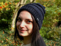 Thumbnail for Fear0 NJ  Plush Insulated Knit Black/Gray/Navy Pom Pom Beanie Hat - 4 COLORS