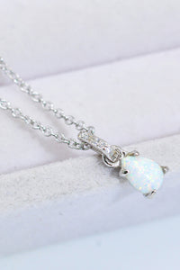 Thumbnail for Opal Pendant 925 Sterling Silver Chain-Link Necklace- T - 2 FINISHES -