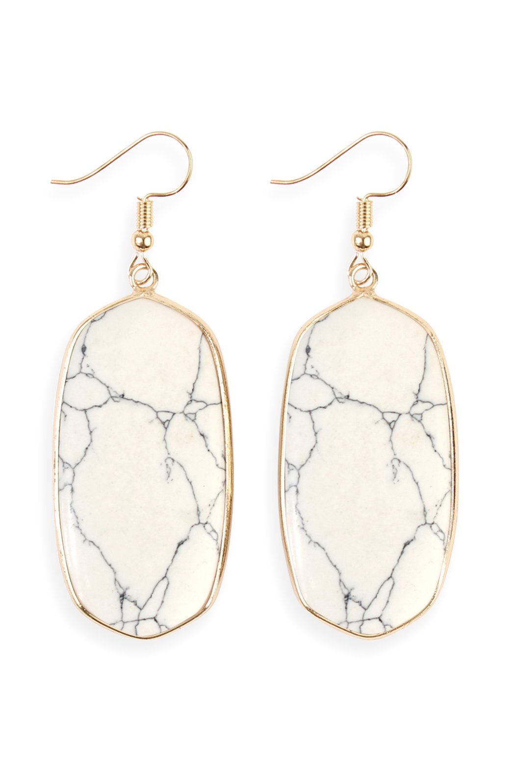 USA - Natural Oval Stone Earrings - 9 COLORS -