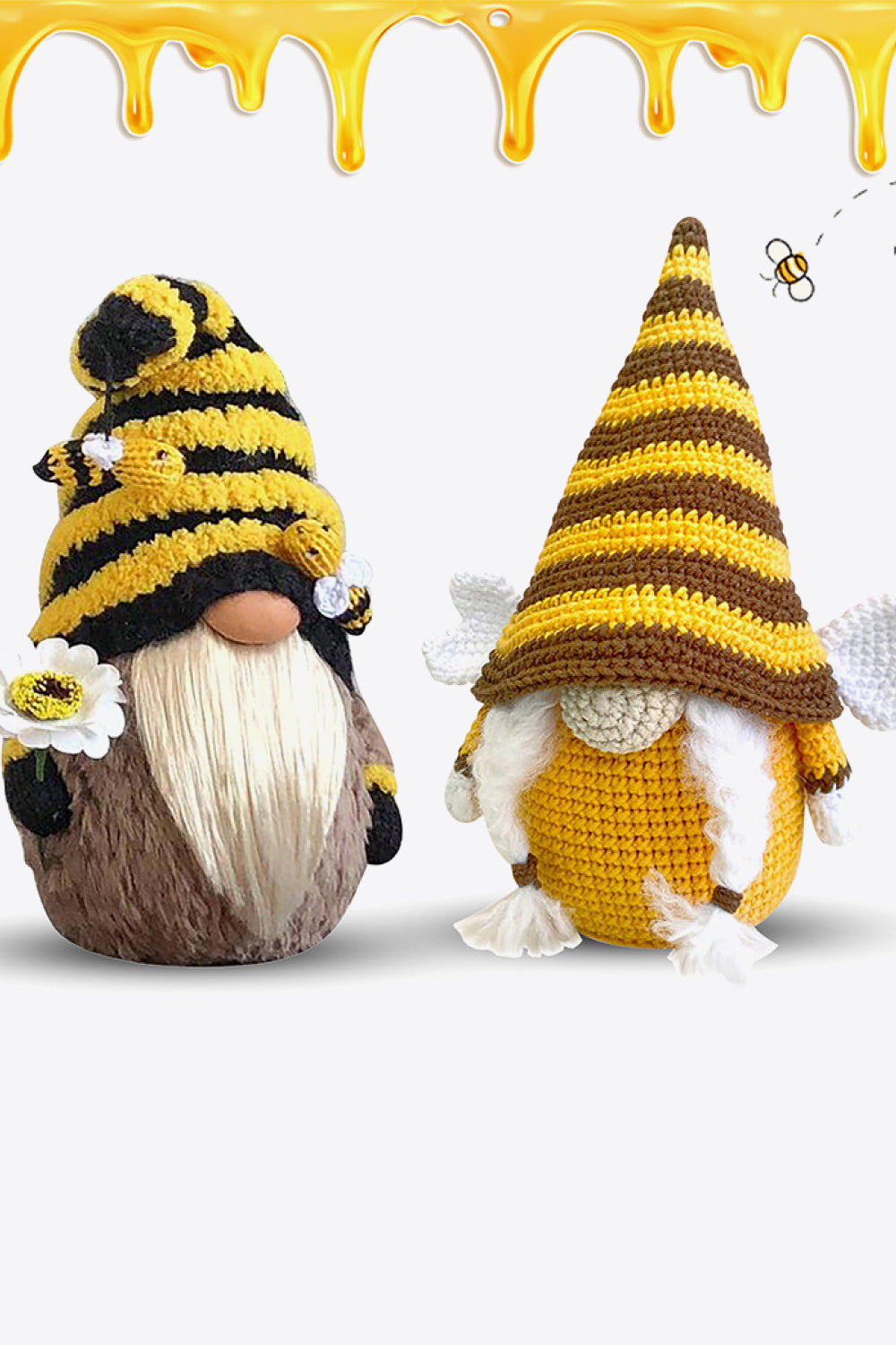 Set of 2 Bee Gnomes - 9.5" - 2 PCS - 2 TYPES / SET - [5-10 DAY DELIVERY] - T -