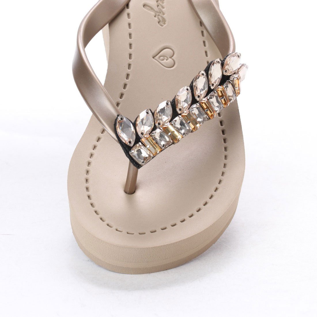 SAND BY SAYA N.Y. - Smith - Rhinestone Mid Wedge Flip Flops - 2 COLORS -