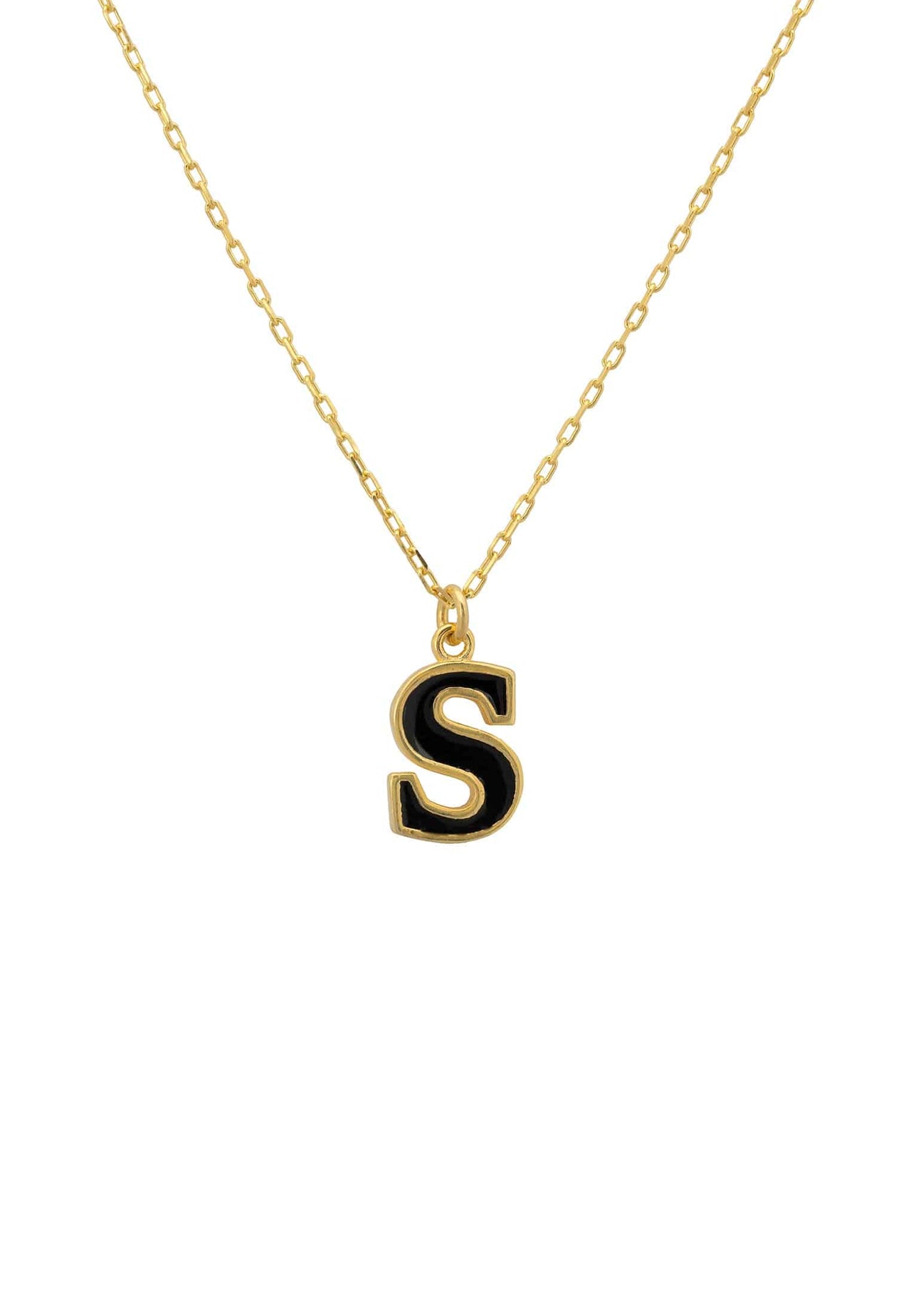 Initial Enamel Necklace Gold S -