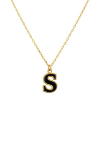 Thumbnail for Initial Enamel Necklace Gold S -