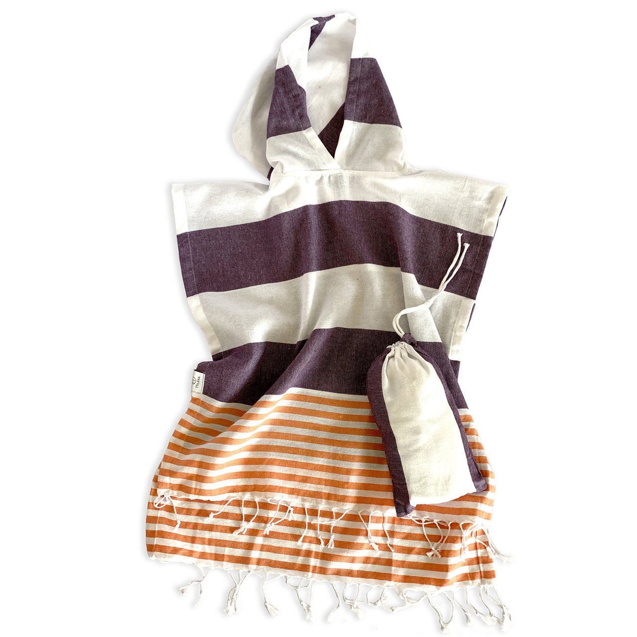 KIDS Hilana upcycled Cotton - Veracruz Hooded Poncho Towel - Purple - 1 COLOR -