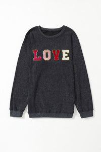 Thumbnail for LOVE Round Neck Dropped Shoulder Sweatshirt - T - 1 COLOR -