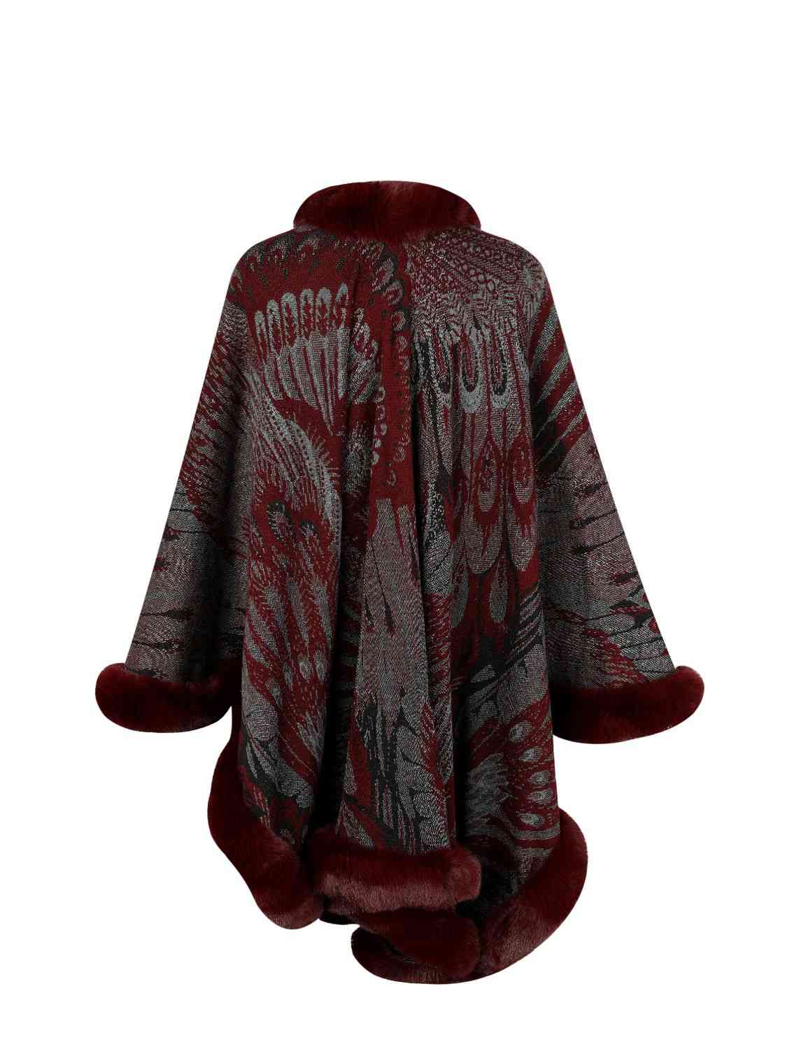 Printed Open Front Poncho - T - 5 COLORS -