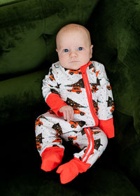 Thumbnail for Eclipse Kids - Tree-Mendous Christmas - Red - Long Sleeve Zipper Sleep Romper -