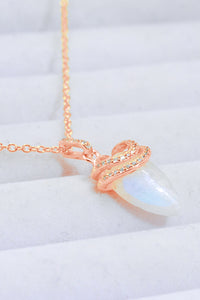 Thumbnail for 18K Gold-Plated Moonstone Pendant Necklace - T - 2 FINISHES -