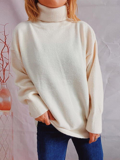 Turtleneck Long Sleeve Sweater - 1 OVERSIZE - T - 6 COLORS -