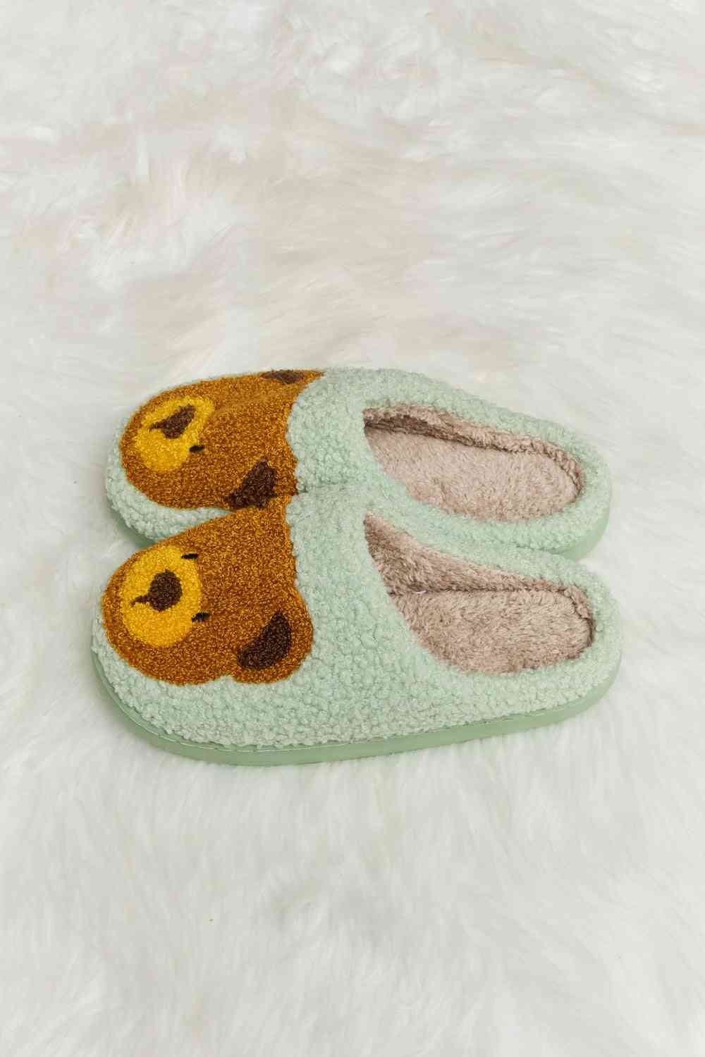 Melody Teddy Bear Print Plush Slide Slippers - T - 6 COLORS -