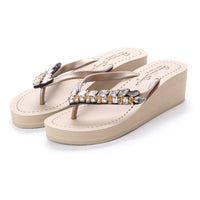 Thumbnail for SAND BY SAYA N.Y. - Smith - Rhinestone Mid Wedge Flip Flops - 2 COLORS -