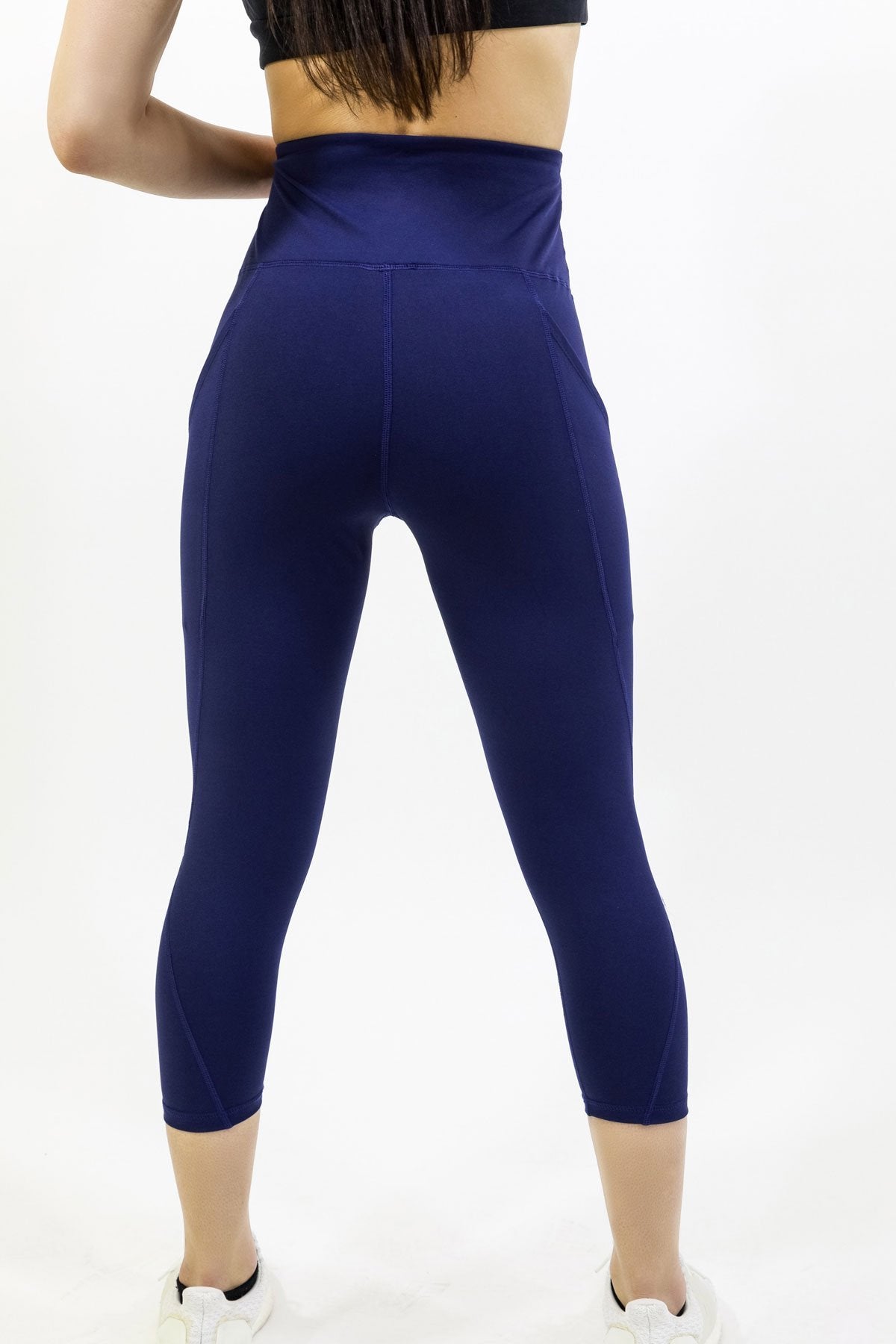 Savoy - High Waisted Yoga Capri Leggings - Navy Blue - 1 COLOR -