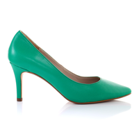 Thumbnail for Leather 8cm Pin Heel Pointed Toe Pumps-Green