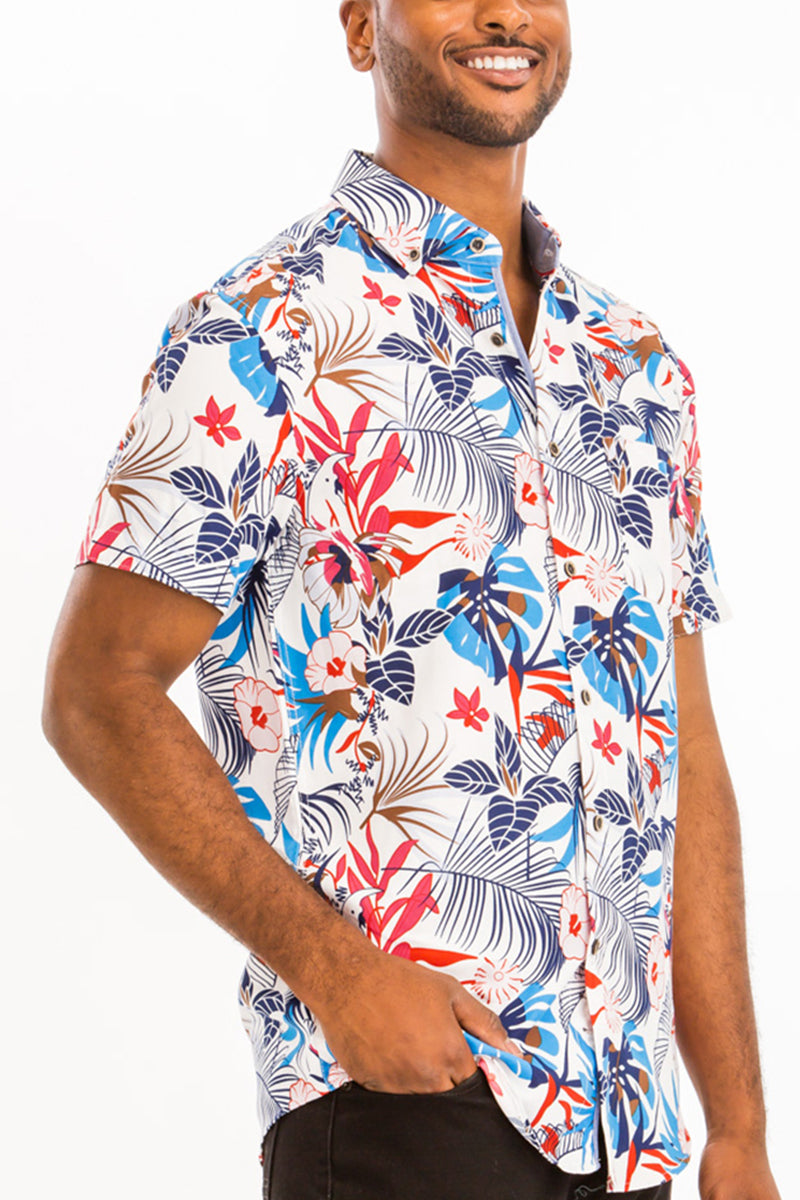 WEIV - Digital Print Hawaiian Short Sleeve Shirt -