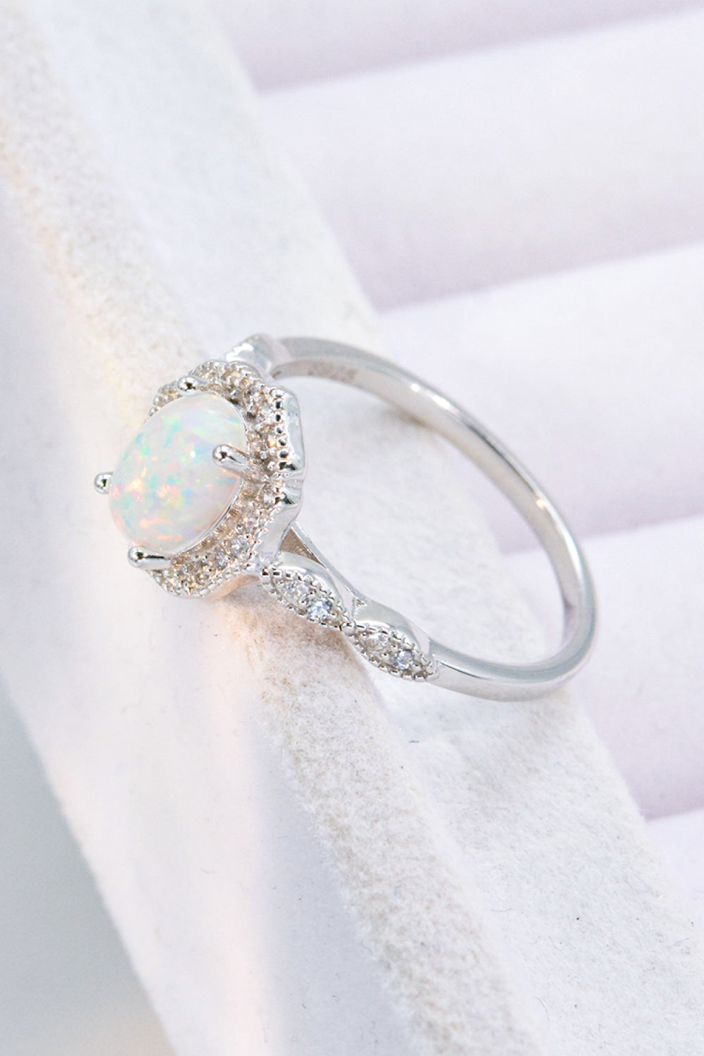 Just For You 925 Sterling Silver Opal Ring - T - SIZES 5 THRU 10 -