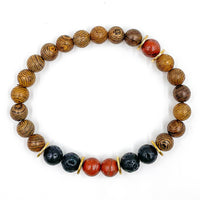 Thumbnail for Central Premium - Red Jasper, Lava Rock, & Zebrawood Mala Beaded Bracelet -