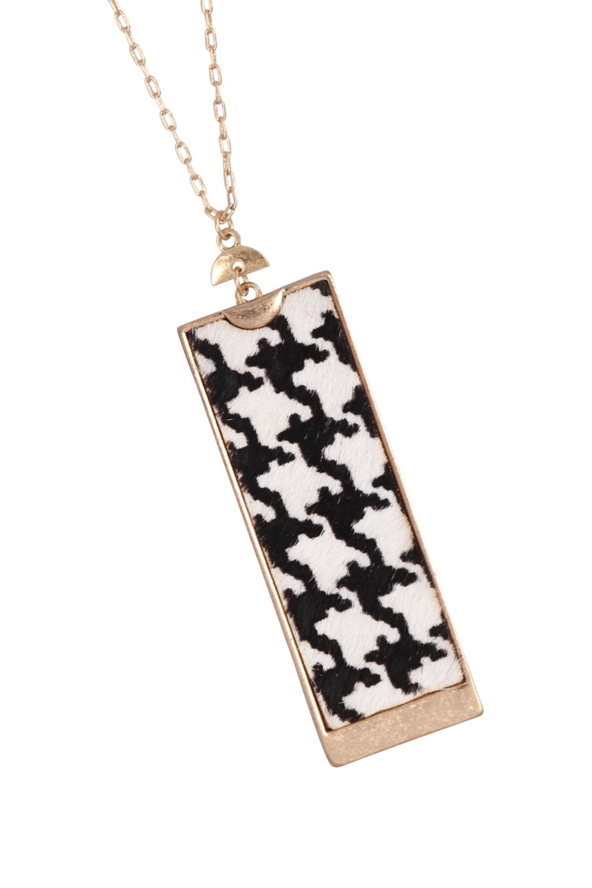 Rectangle Shape Leather Pendant Necklace - 7 COLORS -