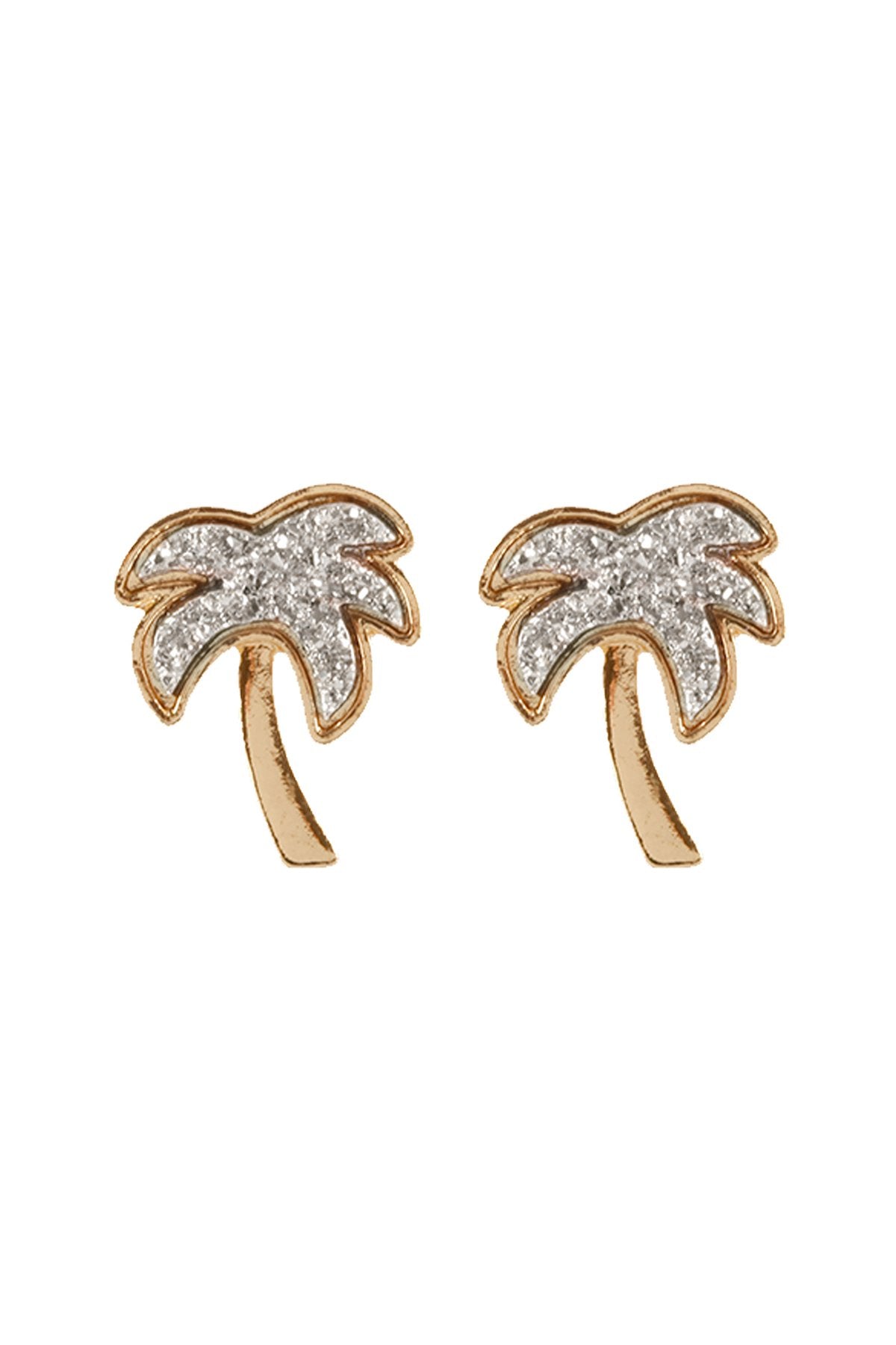 Metal Druzy Palm Tree Post Earrings - 4 COLORS -