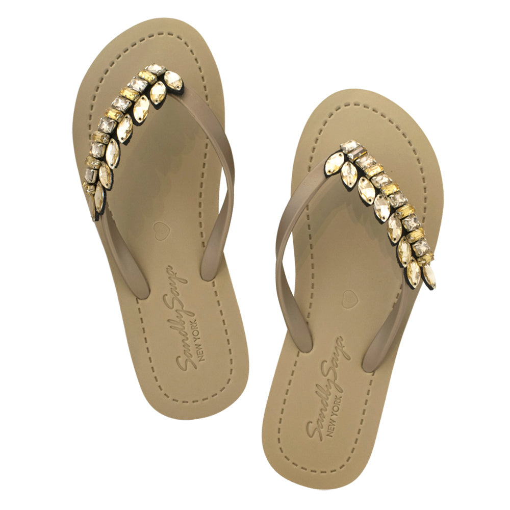 SAND BY SAYA N.Y. - Smith - Rhinestone Flat Flip Flops Sandal - 5 COLORS -