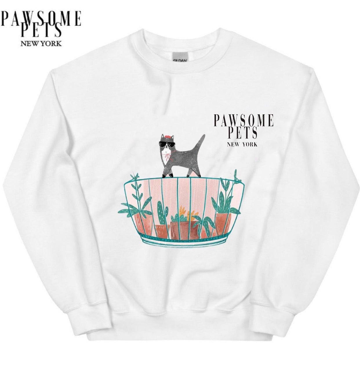 Sweatshirt - Cat With Plants - 7 COLORS -