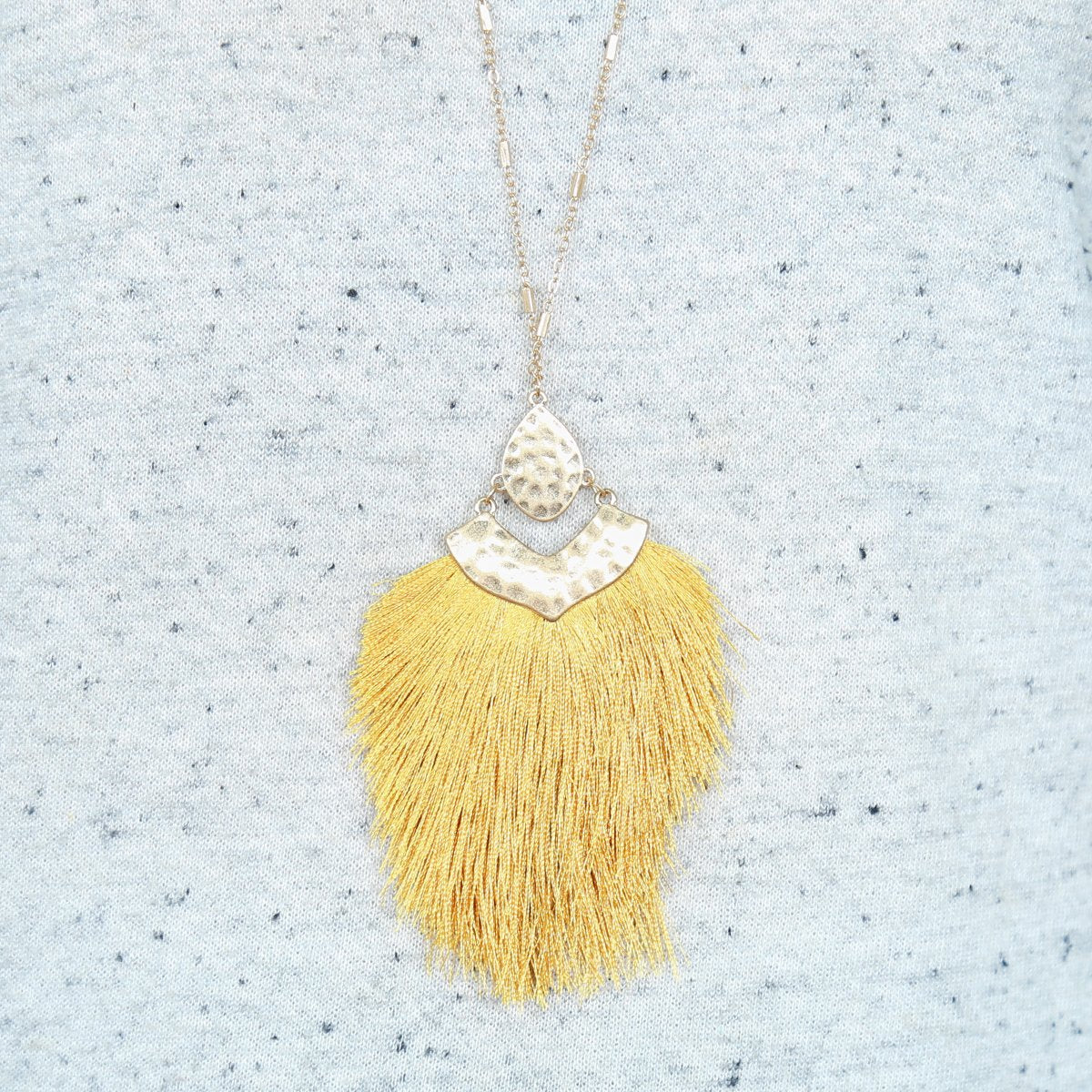 Arrow Shaped Tassel Pendant Linked Necklace - 10 COLORS -