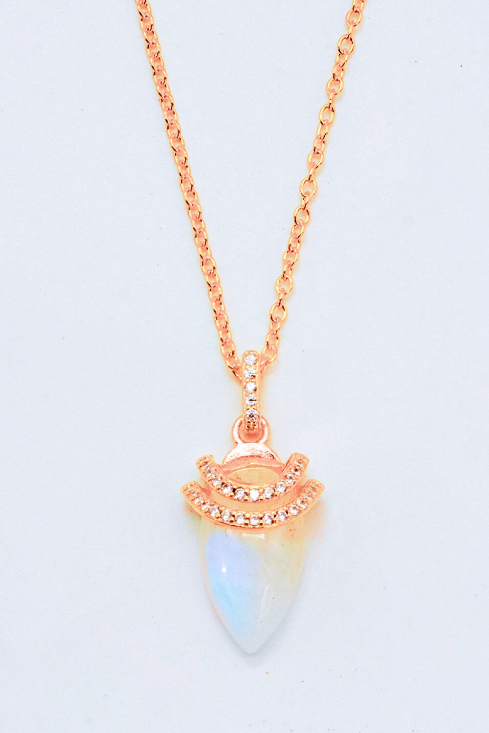 18K Gold-Plated Moonstone Pendant Necklace - T - 2 FINISHES -