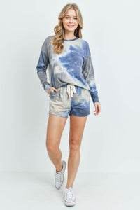 Thumbnail for Riah Fashion - Tie Dye Top and Shorts Set With Self Tie - 2 PCS. - 6 COLORS -