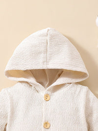 Thumbnail for Baby Textured Button Front Hooded Jumpsuit with Pockets - T - 5 SIZES - 1 COLOR -