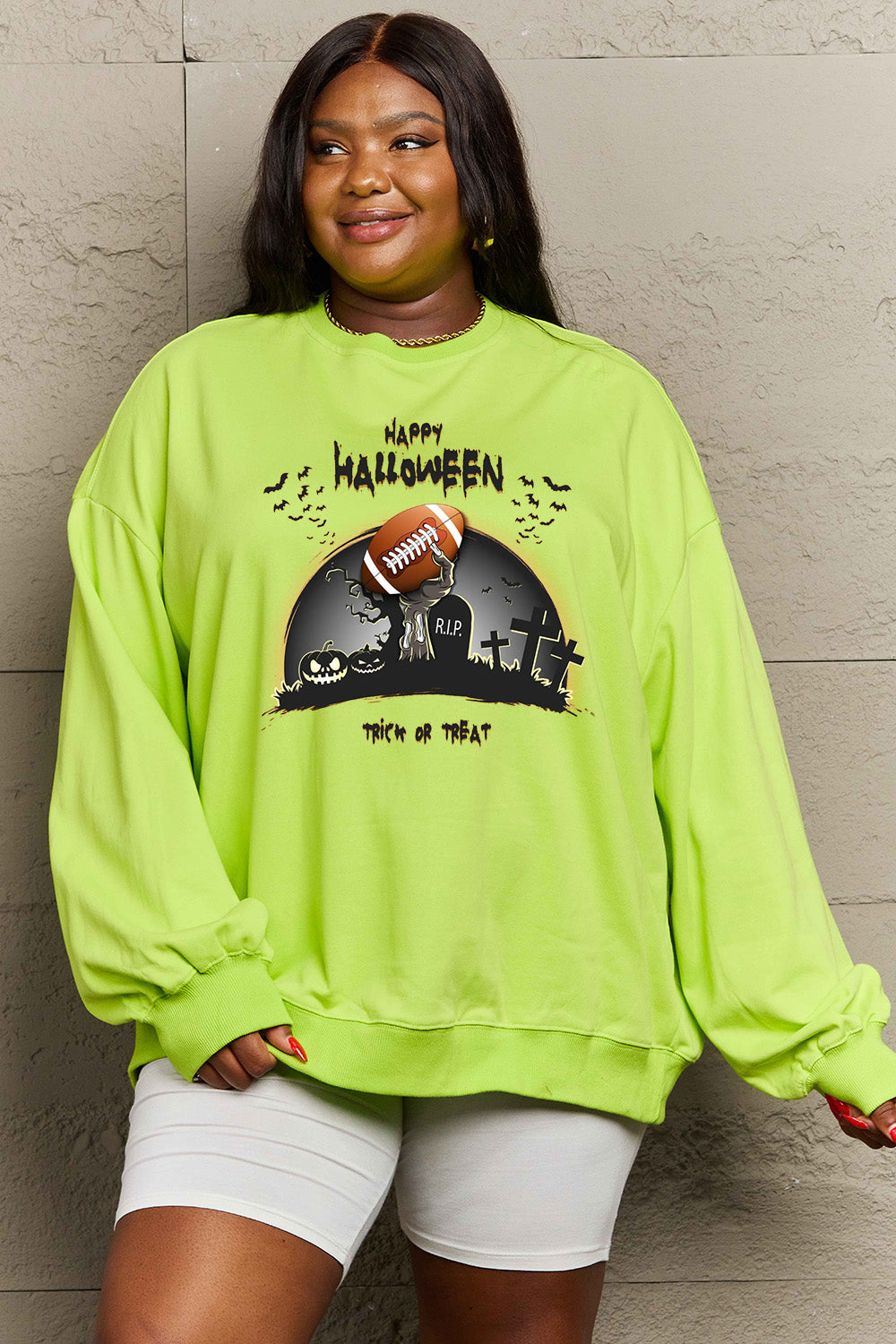 Simply Love Full Size HAPPY HALLOWEEN Graphic Sweatshirt - SIZES S THRU 3XL - T - 6 COLORS -