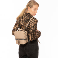 Thumbnail for Ashley Small Leather Backpack Purse Beige -