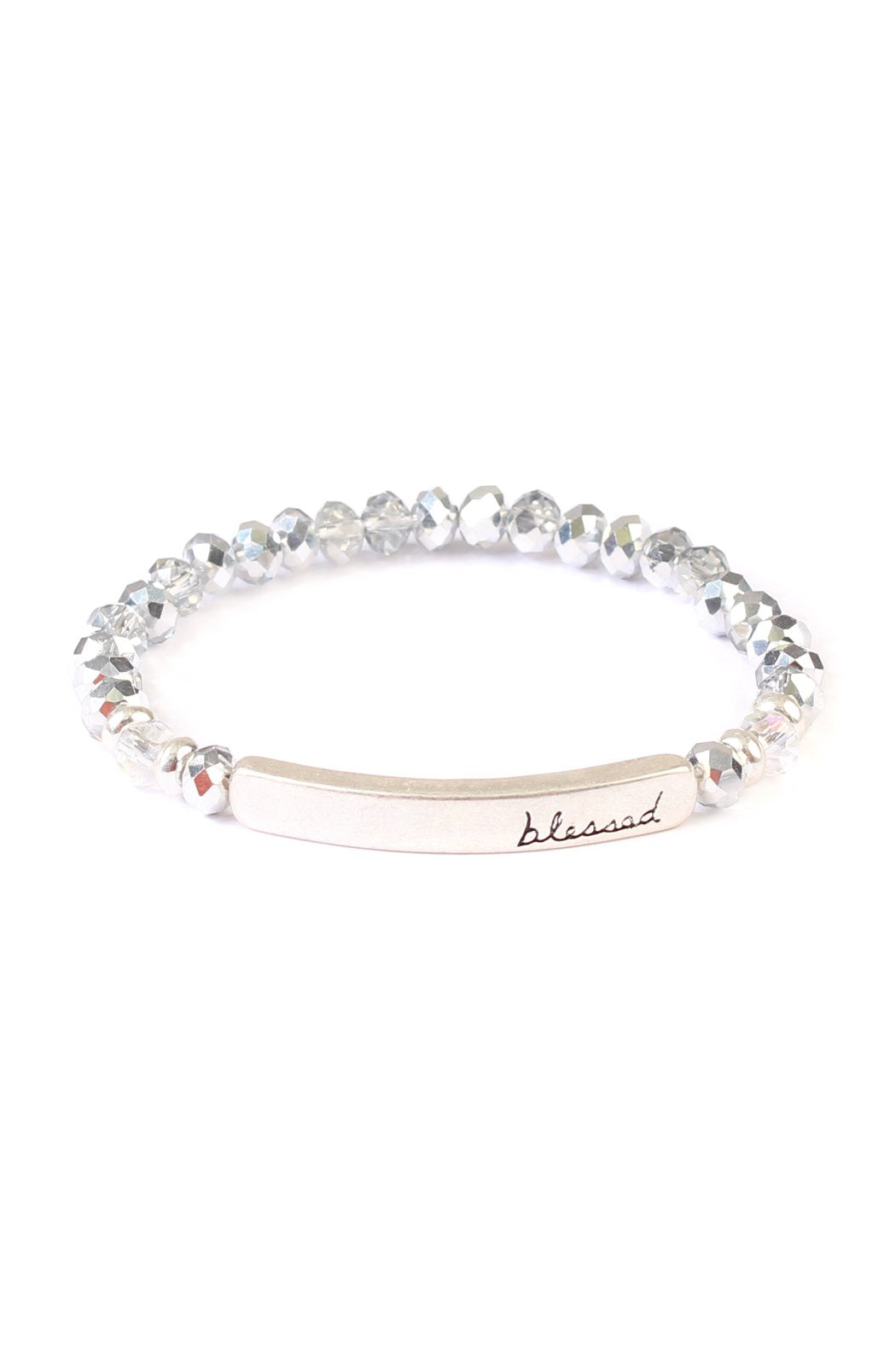 Riah Fashion - "BLESSED" 6mm GLASS STRETCH BRACELETS - 8 COLORS -