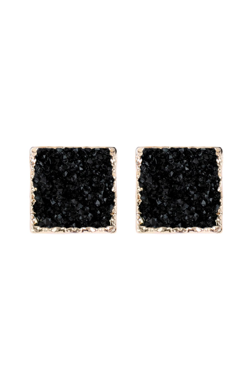 Square Druzy Stone Stud Earrings - 12 COLORS -