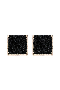 Thumbnail for Square Druzy Stone Stud Earrings - 12 COLORS -