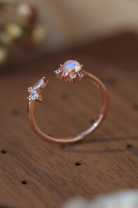 Thumbnail for Moonstone 18K Rose Gold-Plated Open Ring - T - 1 SIZE FIT - 1 FINISH -