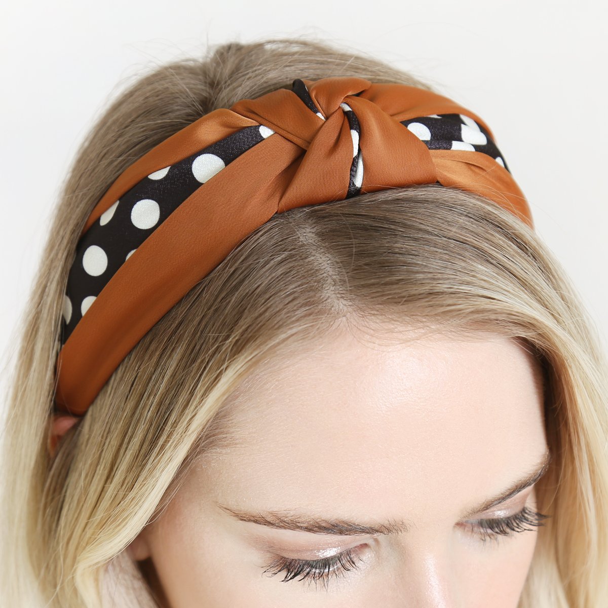 Riah Fashion - Half Tone Polka Dots Tied Hair Band - 5 COLORS