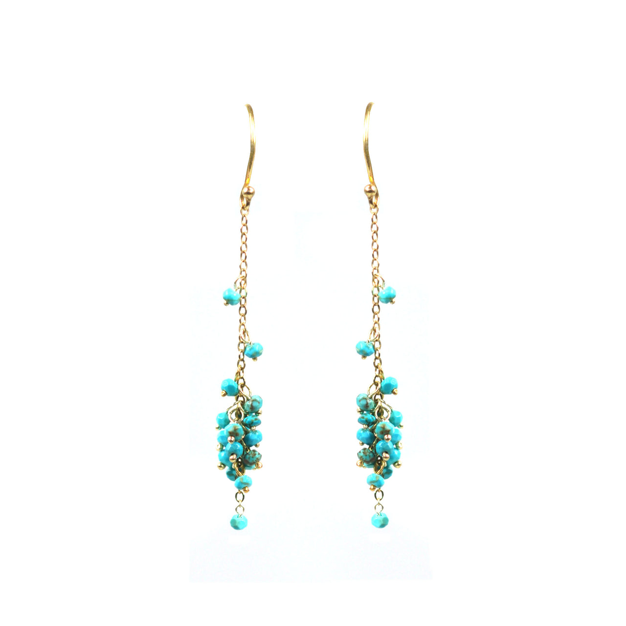 Gena Myint - Cascading Turquoise Cluster Earrings -