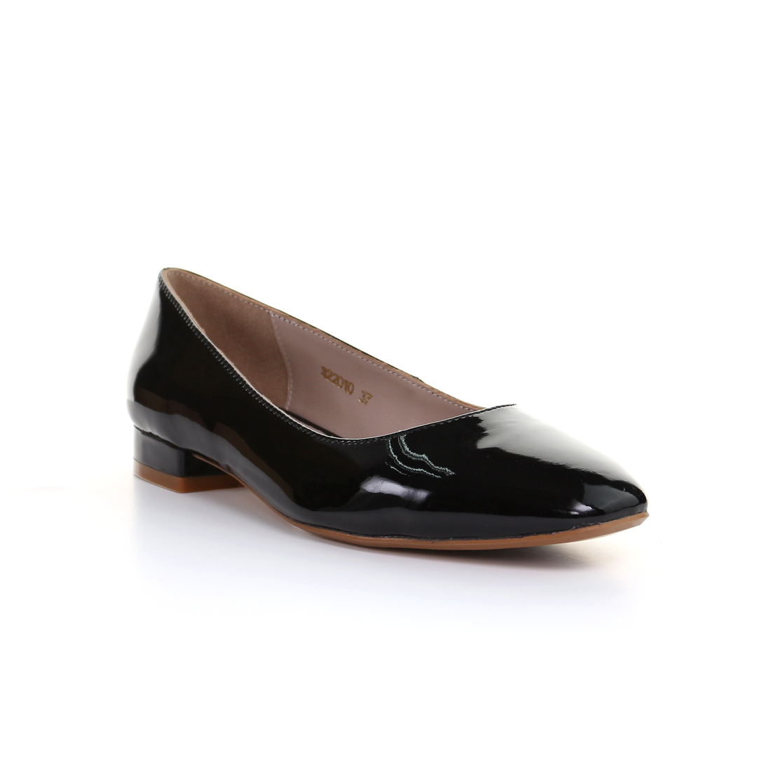 Patent Leather Square Toe Ballerina (Black)