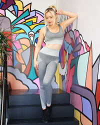 Thumbnail for Savoy - Isalda Seamless Leggings & Sports Bra Set - Grey - 1 COLOR -