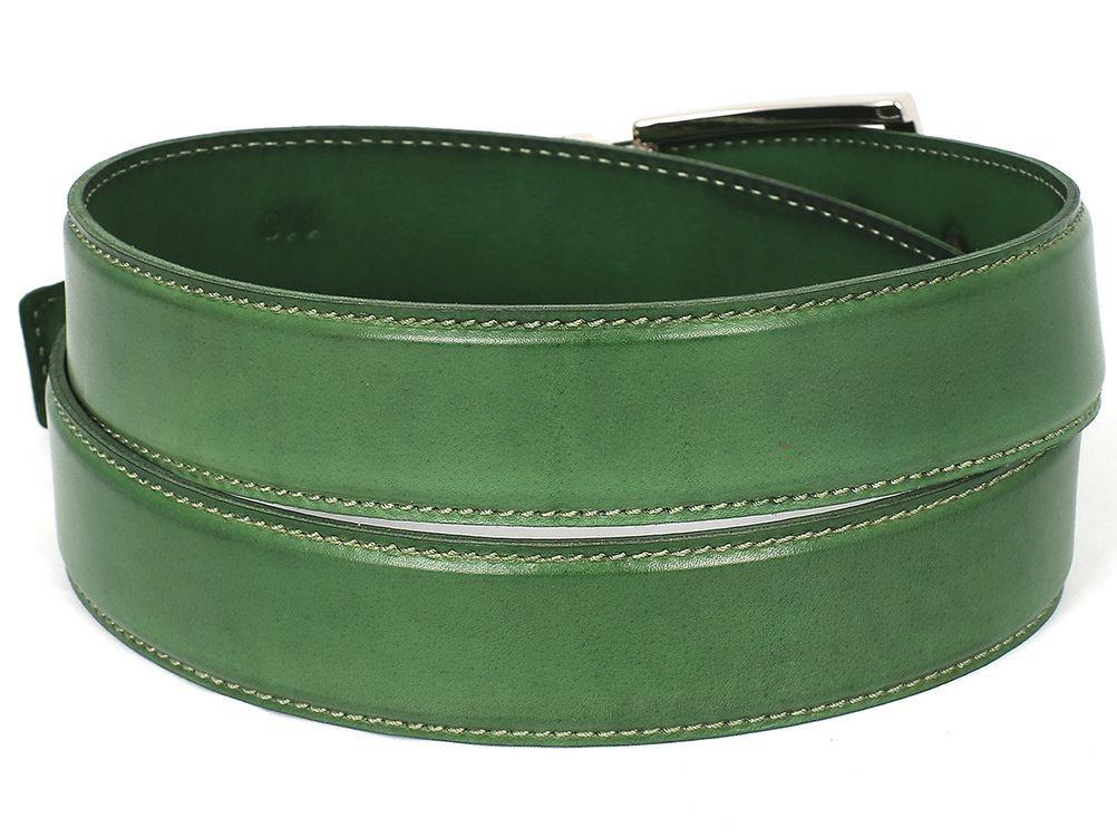 PAUL PARKMAN - Men's Leather Belt Hand-Painted Green -