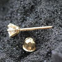 Thumbnail for Pair of 14Kt. Yellow Gold Clear Round CZ Earring With Screw Back -