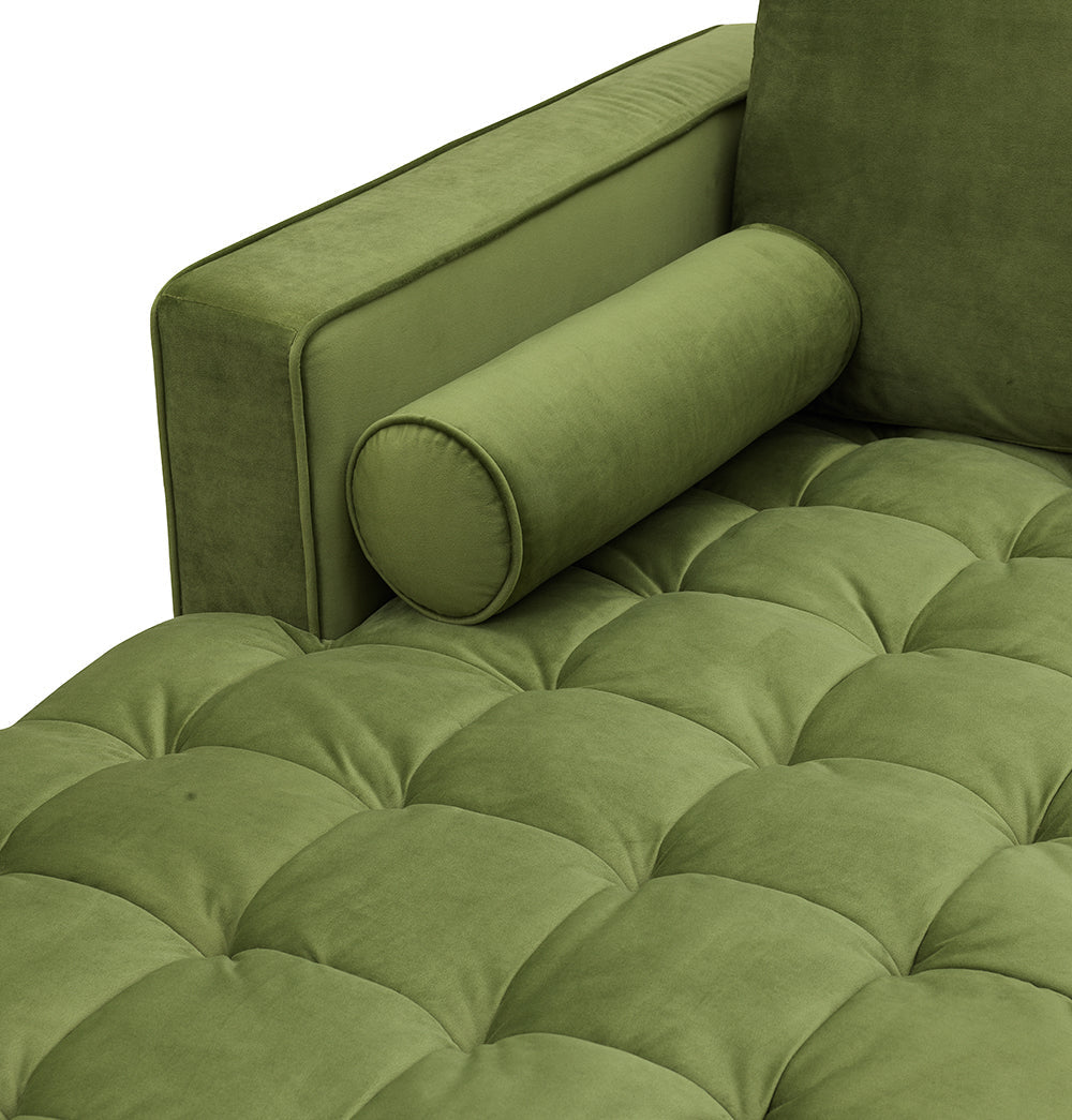 GFURN - Bente Tufted Velvet Sectional Sofa - Green - LEFT OR RIGHT -