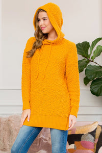 Thumbnail for Riah Fashion - Popcorn Rib Detail Hooded Pullover - 16 COLORS -