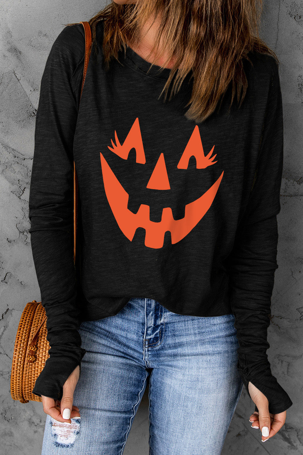 Halloween Pumpkin Face Graphic T-Shirt - T - 1 COLOR -