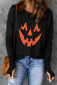 Thumbnail for Halloween Pumpkin Face Graphic T-Shirt - T - 1 COLOR -