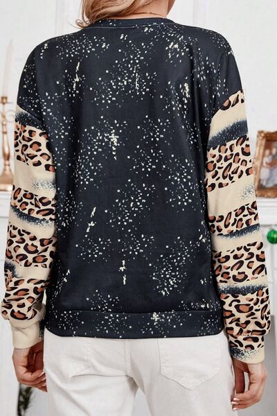 FOR THE LOVE OF THE TIGERS Leopard Round Neck Sweatshirt - T - 1 COLOR -