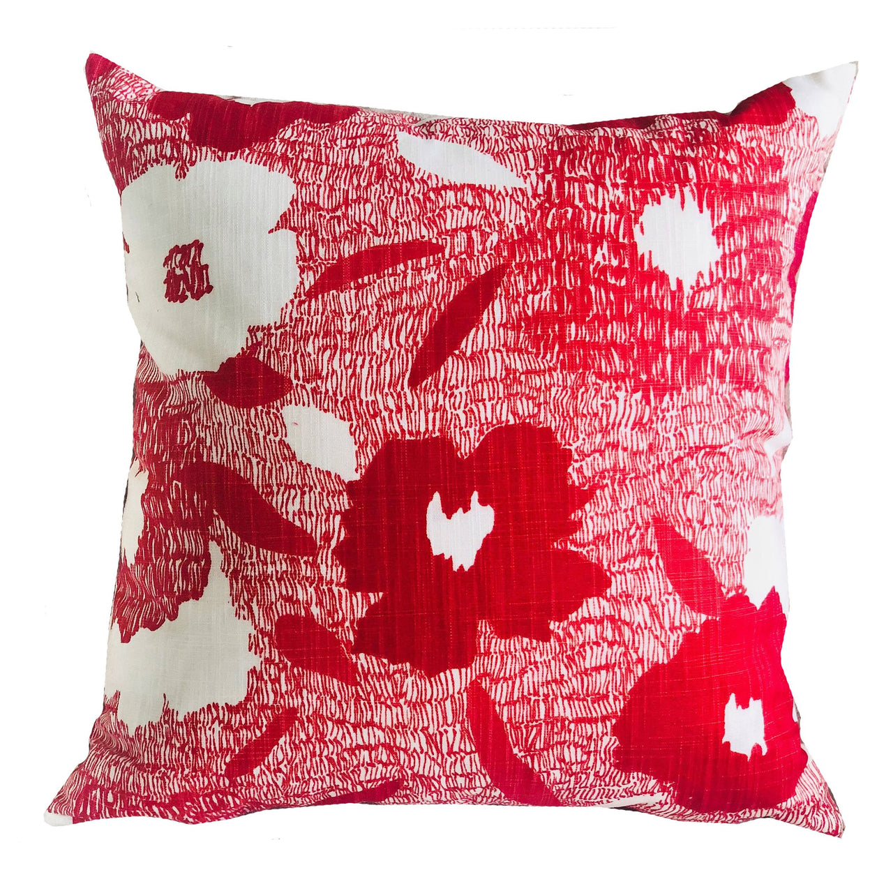 Hibiscus Red and Beige Luxury Throw Pillow - 10 SIZES -