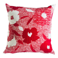 Thumbnail for Hibiscus Red and Beige Luxury Throw Pillow - 10 SIZES -